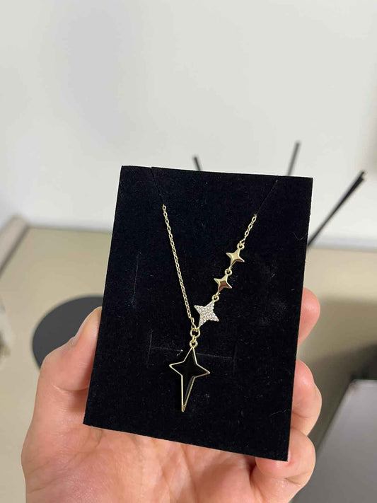 Golden Steel Black Işıltı Kolye