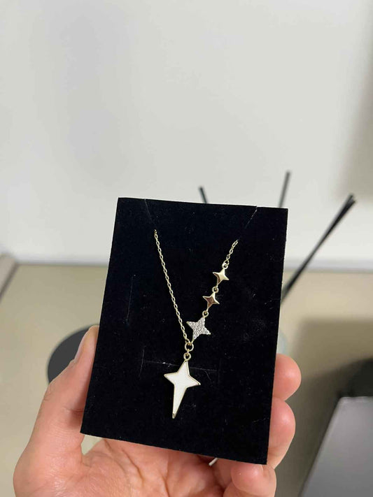 Golden Steel White Işıltı Kolye