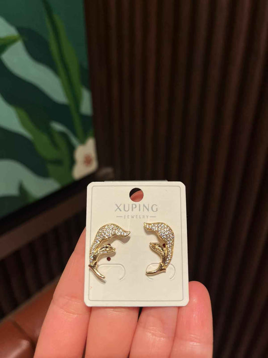 Golden Steel Yaprak Küpe